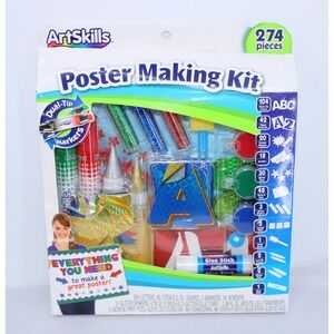 ArtSkills 274 Piece Poster Making Kit Markers Stencils Paint Glitter Glue New